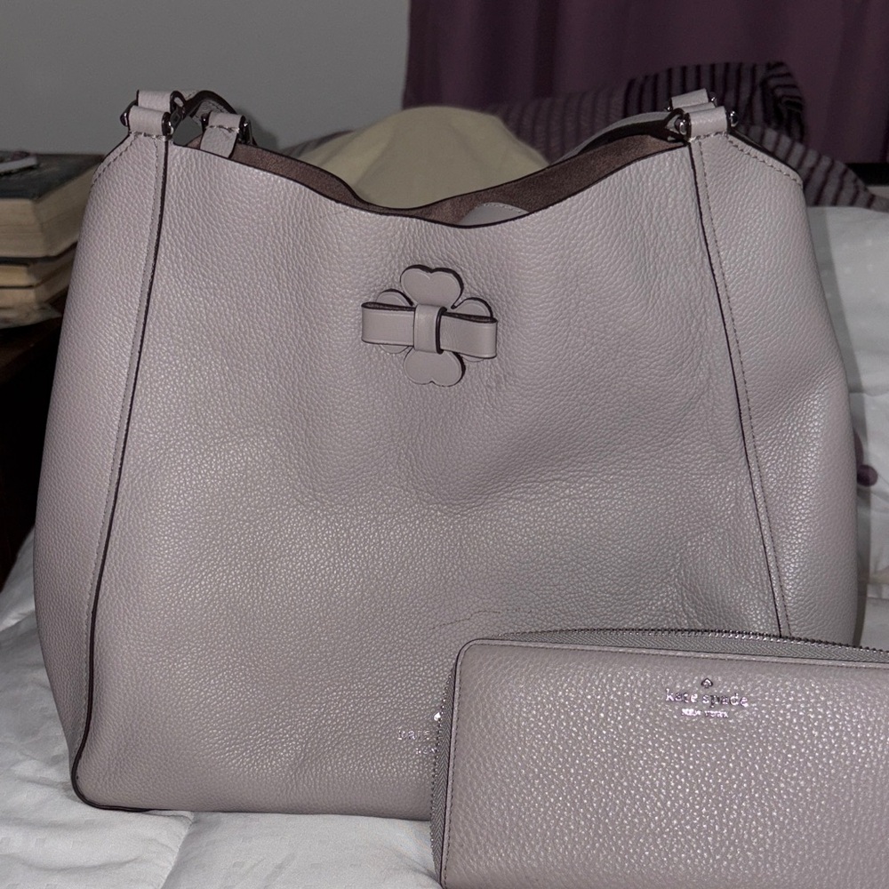 NWOT Kate Spade Taupe Leather Shoulder Bag and Wallet